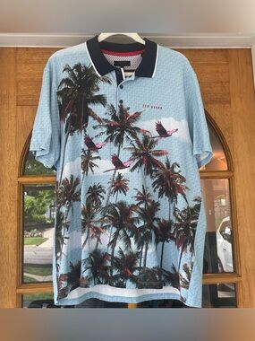 Ted Baker London Men’s Golf Polo Palm Trees Ted Size 6 US Size XL/XXL